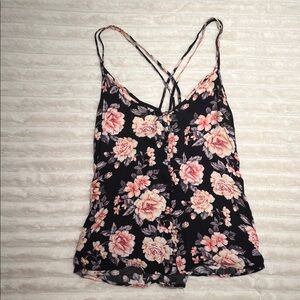 American Eagle Outfitters Black and Pink Floral Camisole